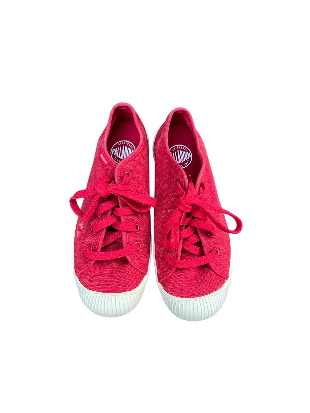 Palladium red low rise sneakers size 8